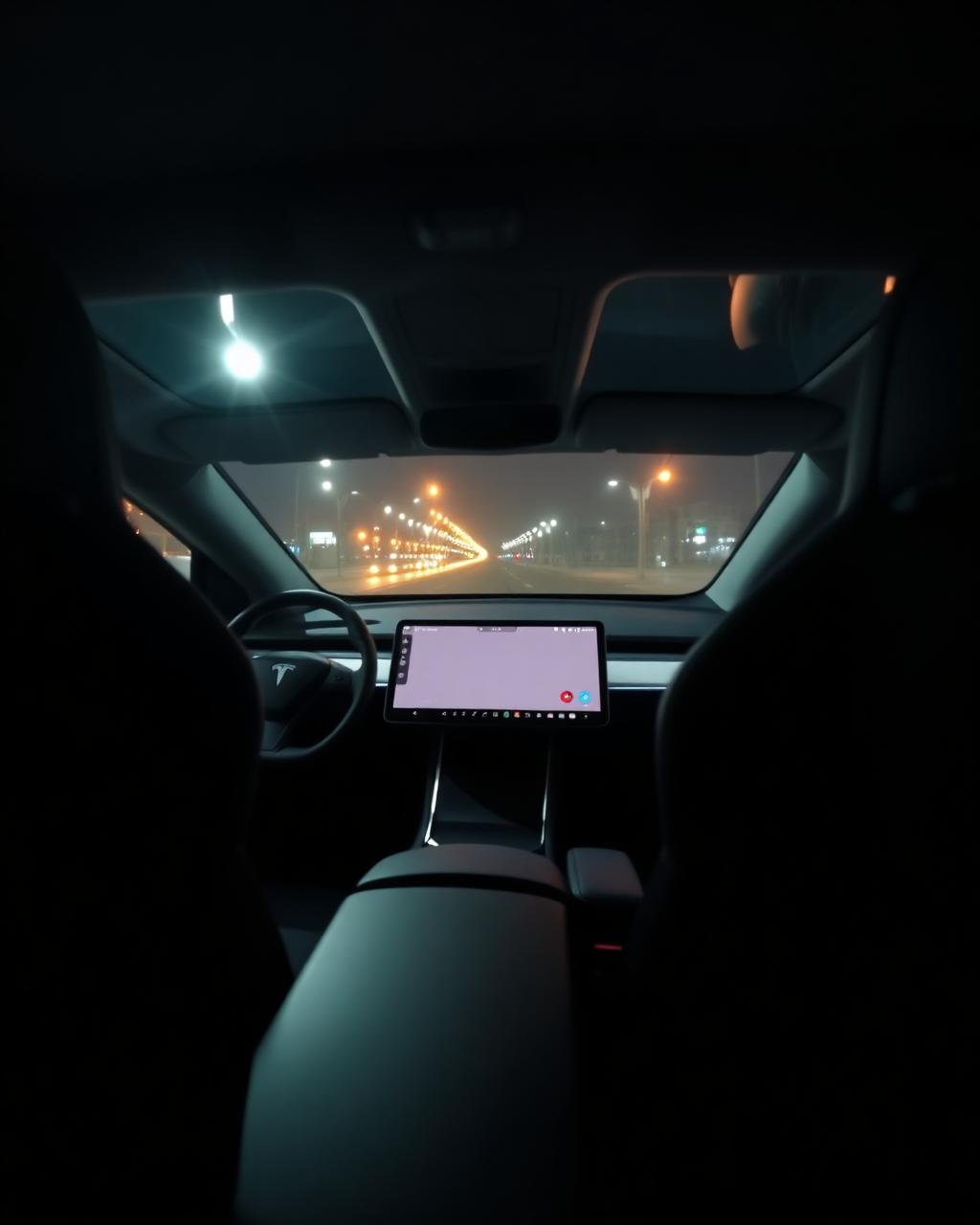 Intérieur Tesla Model Y de nuit